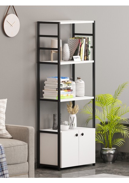 Egem Ev Kitaplık 5 Raflı Çok Amaçlı Dosya Kitap Rafı Ofis Salon Rafı 140 cm 2 Kapaklı fiyatları