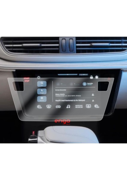 Togg T10F 8 Inç Kumanda Ekranı Mat Ekran Koruyucu Şeffaf