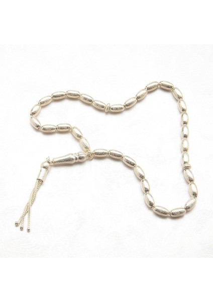 Ithal Kumlu Oval Gümüş Tesbih 5mm