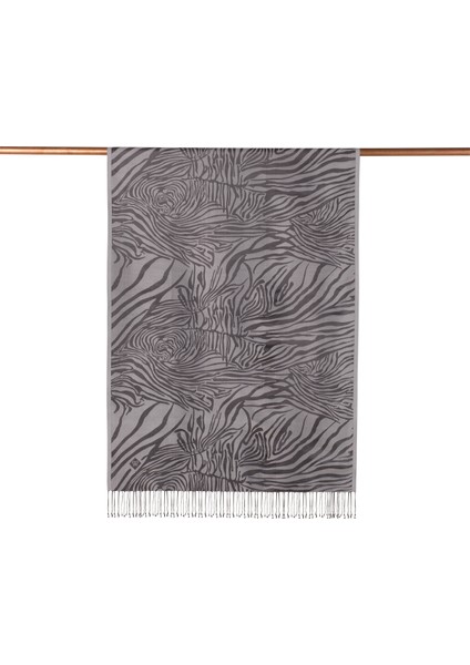 Gümüş Zebra Jakar Desenli Ipek Şal fiyatları