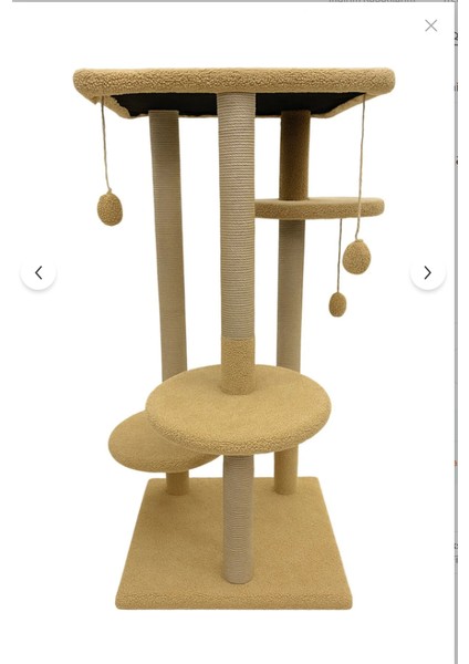 Büyük Boy | 117 cm Çok Katlı Kedi Tırmalama Tahtası | Beyaz Renk | Peluş Kaplama | Modern Tasarım | Kediler Için Oyun, Tırmalama, Dinlenme ve Yatak Alanı Sunan Dayanıklı ve Şık Kedi Mobilyası modelleri