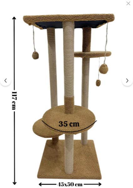 Büyük Boy | 117 cm Çok Katlı Kedi Tırmalama Tahtası | Beyaz Renk | Peluş Kaplama | Modern Tasarım | Kediler Için Oyun, Tırmalama, Dinlenme ve Yatak Alanı Sunan Dayanıklı ve Şık Kedi Mobilyası fırsatları