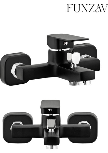 Siyah Renkli Robot Set Banyo Lavabo Mutfak Evye Bataryası Şık Modern Dik Tasarımlı Banyo Mutfak Set