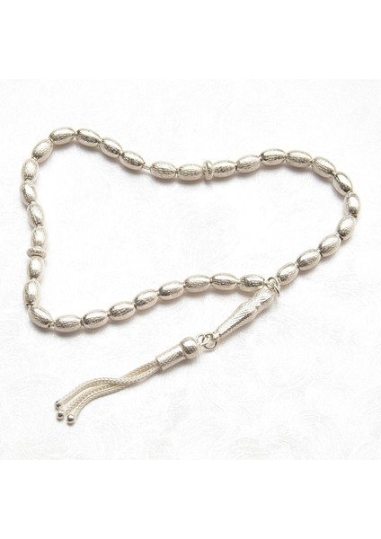 Kumlu Oval Gümüş Tesbih 5mm