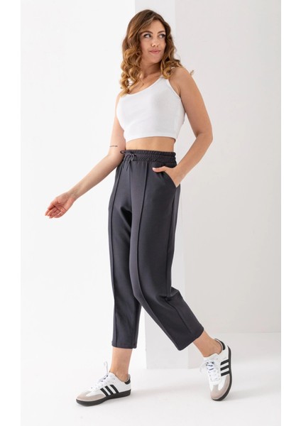 Kadın Füme Beli Lastikli Modal Kumaş Çımalı Bilek Pantolon Yumuşak Dokulu Şık Bağcıklı Pantolon fırsatları