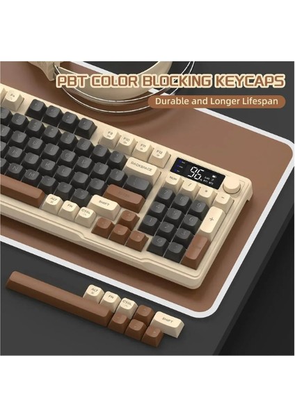 Kablosuz Oyuncu Klavyesi Freewolf M96 2.4g Bt5.0 Çift Bağlantılı Tft LED Ekranlı Reinbow Gaming Oyuncu Klavye