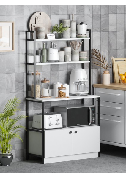 Mutfak Standı 2 Kapaklı 5 Raflı Kahve Köşesi Bazalı Mutfak Rafı Mutfak Bangosu fiyatları
