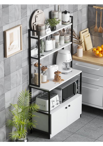 Mutfak Standı 2 Kapaklı 5 Raflı Kahve Köşesi Bazalı Mutfak Rafı Mutfak Bangosu modelleri