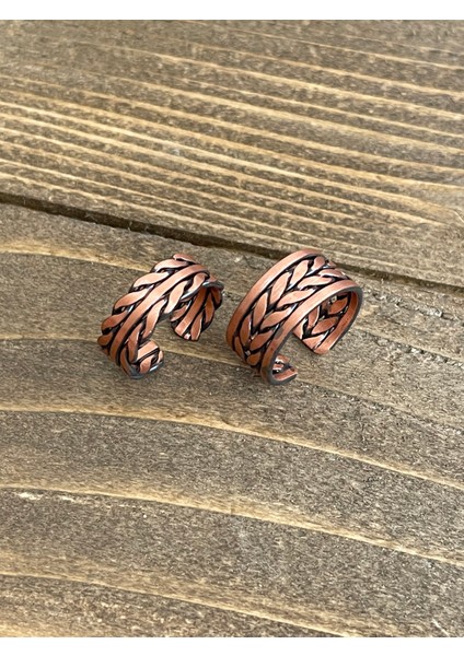 %100 Saf Bakır Ayarlanabilir Ölçü 2li Yüzük Özel Tasarım Bakır Yüzük