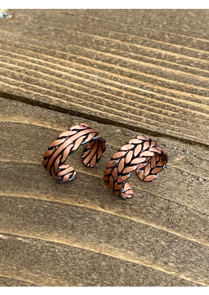 %100 Saf Bakır Ayarlanabilir Ölçü 2li Yüzük Özel Tasarım Bakır Yüzük