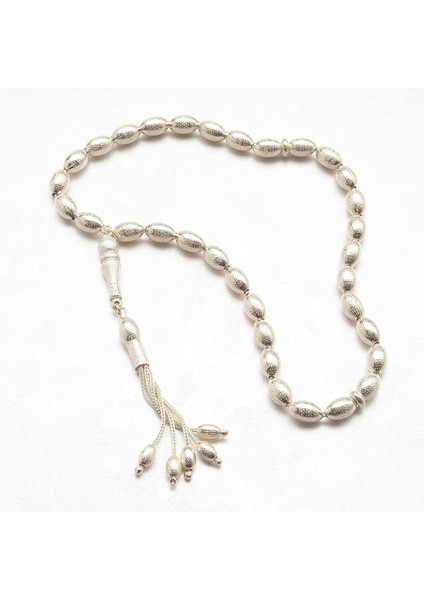 Kumlu Oval Gümüş Tesbih 7mm