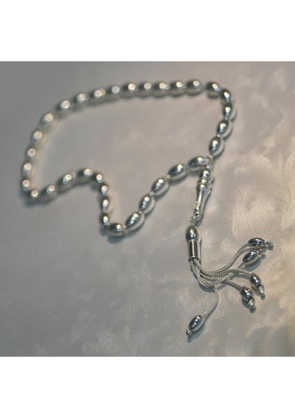 Düz Oval Gümüş Tesbih 7mm modelleri