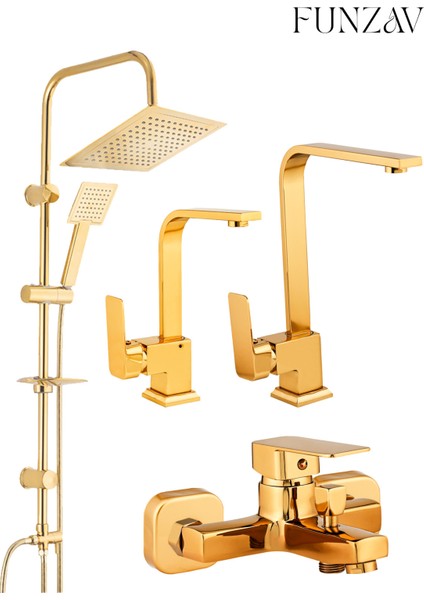 Gold Renkli Robot Set Banyo Lavabo Mutfak Evye Bataryası Şık Modern Dik Tasarımlı Banyo Mutfak Set