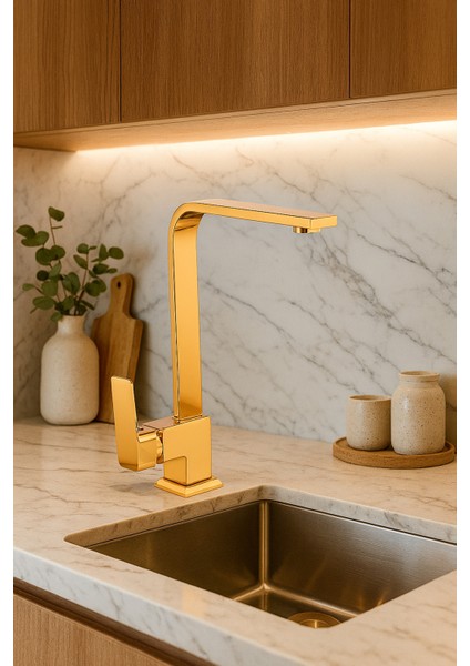 Gold Renkli Robot Set Banyo Lavabo Mutfak Evye Bataryası Şık Modern Dik Tasarımlı Banyo Mutfak Set modelleri