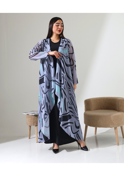 Büyük Beden Şal Yaka Desenli Şifon Hırka fiyatları
