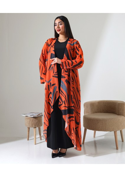 Büyük Beden Şal Yaka Desenli Şifon Hırka modelleri