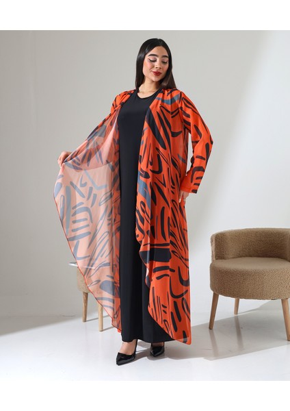 Büyük Beden Şal Yaka Desenli Şifon Hırka fırsatları