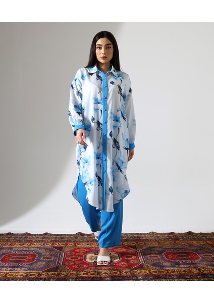 Büyük Beden Menekşe Desen Gömlek Tesettür Takım fırsatları