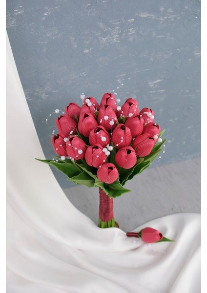 Incili Islak Lale Gelin Buketi fırsatları