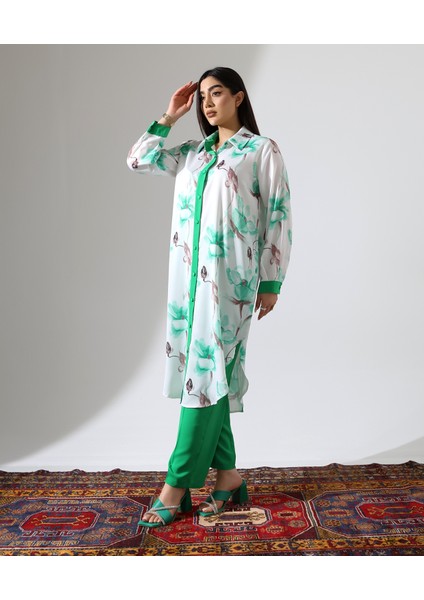 Büyük Beden Menekşe Desen Gömlek Tesettür Takım fiyatları