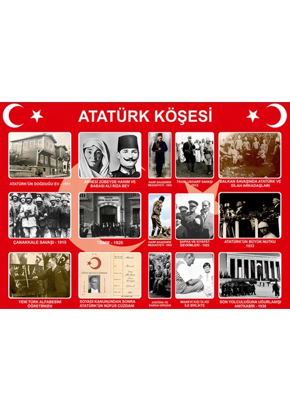 Atatürk Köşesi Kendinden Yapışkanlı 50X70 Duvar Kagıdı Poster