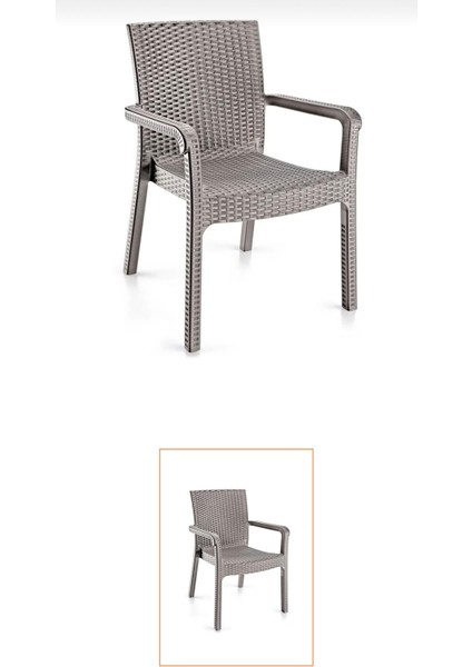 2’li Rattan Desen Kolçaklı Markiz Sandalye – Balkon & Bahçe Için Şık Takı