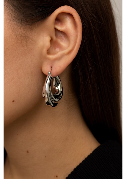 Gümüş Renk Vintage Halka Küpe