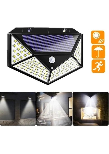 100 LED Dış Mekan Solar Aydınlatma Fotoselli Solar Lamba Hareket Sensörlü