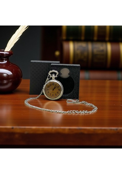 Kişiye Özel Kutulu Kapaklı Gümüş Köstekli Saat