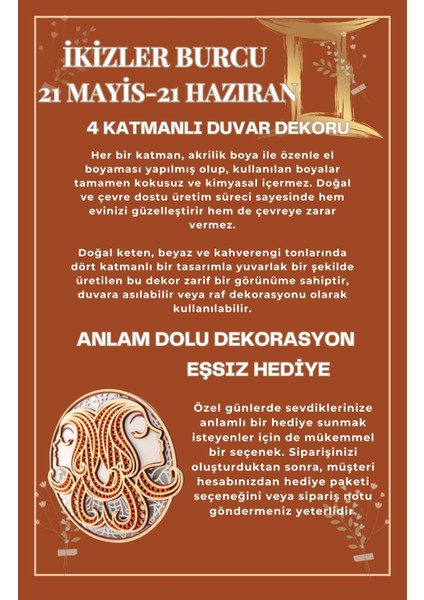 Bohem Duvar Dekoru Ikizler Burcu Temalı Duvar Raf Süsü Ev Dekorasyon fiyatları