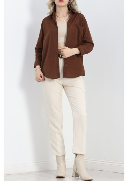 Tek Cepli Terikoton Gömlek Kahve - 20672.1874.