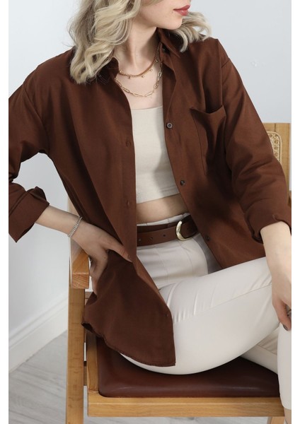 Tek Cepli Terikoton Gömlek Kahve - 20672.1874. indirimleri