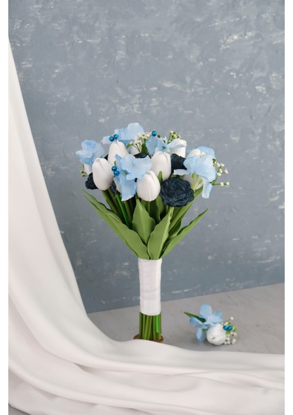 Islak Lale Gül Mavi Lacivert Gelin Çiçeği