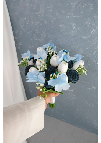 Islak Lale Gül Mavi Lacivert Gelin Çiçeği