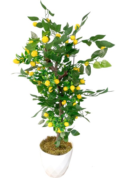 Limon Ağacı Yeşil Yapraklı Doğal Görünümlü Yapay Ağaç 100 cm
