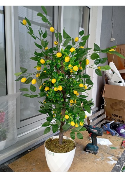 Limon Ağacı Yeşil Yapraklı Doğal Görünümlü Yapay Ağaç 100 cm modelleri