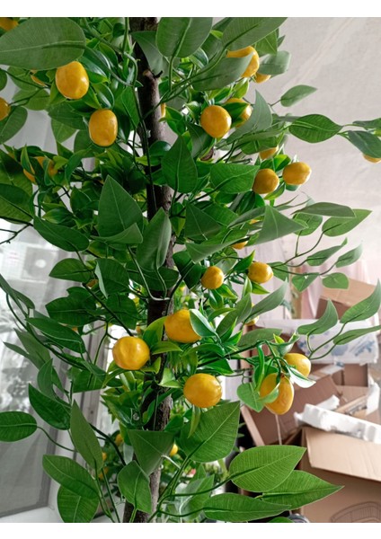 Limon Ağacı Yeşil Yapraklı Doğal Görünümlü Yapay Ağaç 100 cm fırsatları