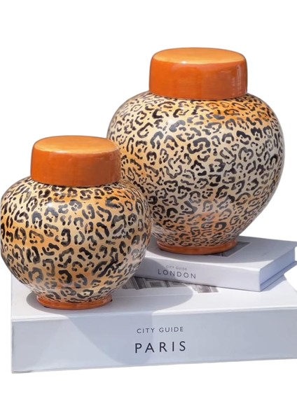 Seramik Küre Küp Leopar Desen