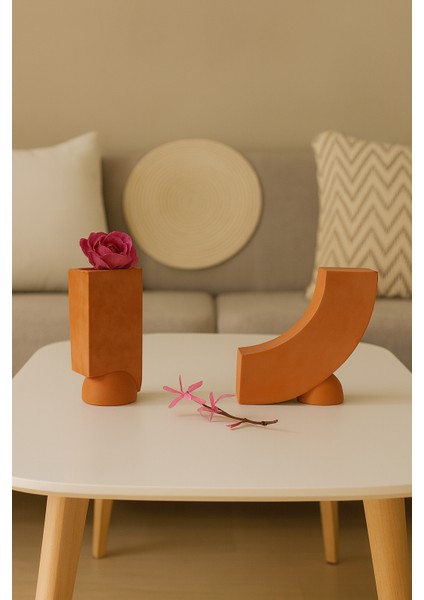 Beton Minimalist Vazo Mumluk 9.5 cm 2 Li