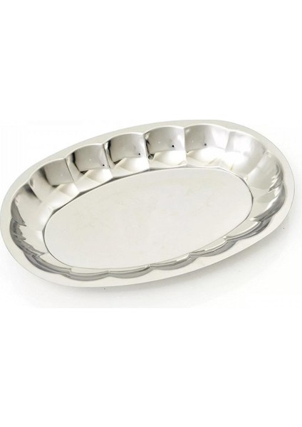 430 Kalite Paslanmaz Çelik Kayık Tabak 34X22 cm – Derinlik 3,5 cm