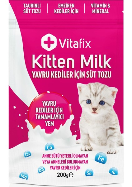 Taurinli Kedi Süt Tozu - Yavru Kedi Süt Tozu - Emziren Anne Kediler Için Süt Tozu - 200GR Süt Tozu