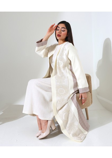 Büyük Beden Pano Kabartma Desen Tesettür Abaya