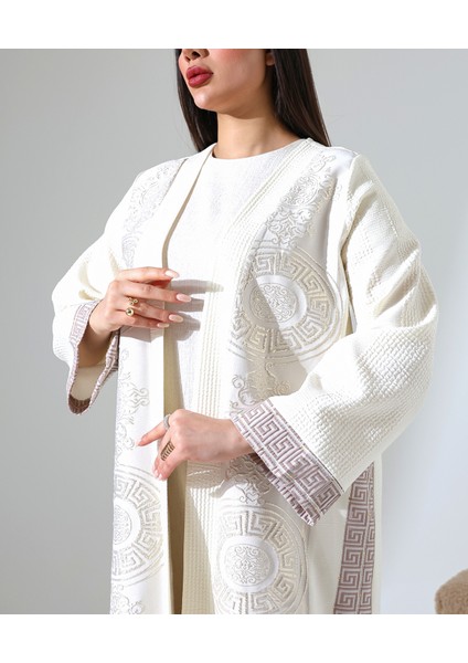 Büyük Beden Pano Kabartma Desen Tesettür Abaya