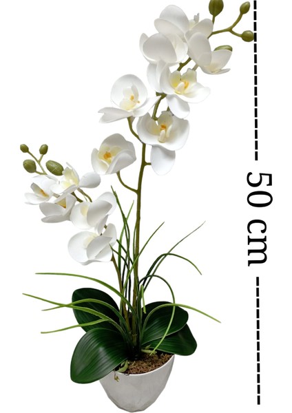 Ikili Beyaz Islak Orkide Anneler Gününe Özel Yapay Çiçek Beyaz Yakamoz Saksıda 50 Cm. fiyatları