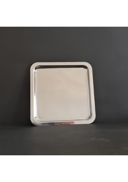 Paslanmaz Çelik Kahve Sunum Tepsisi 21 cm – Kare Servis Tepsisi