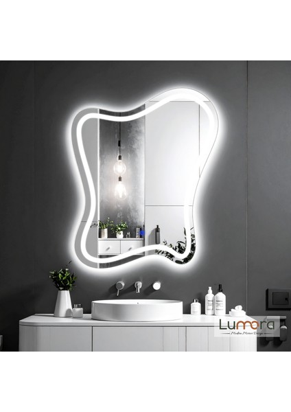 Elvenor Beyaz Led'li Lazer Kumlamalı Lavabo & Banyo Aynası (Dokunmatik Sensörlü) modelleri