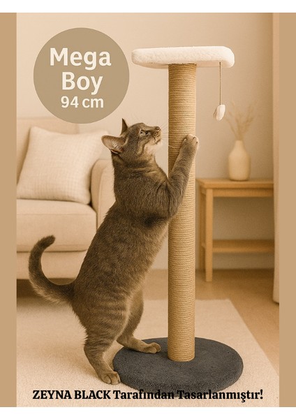 Yetişkin Kedi Mega Boy Tırmalama Tahtası | 94 cm Yükseklik | Welsoft Kumaş | Kaliteli Jut Halat | Kediler Için Dayanıklı, Şık ve Konforlu Tırmalama, Tırmanma ve Dinlenme Alanı Sunan Ürün
