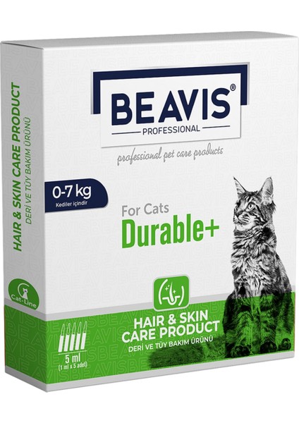 Professional Durable Kediler Için Deri Tüy Bak?m Damla Tüp 2 ml x 5 Adet