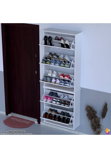 VARBİ UMAY' 2 Li Asma Kapı Önü 72x193x26 cm 5 Düşer Kapak 10 Bölmeli Ayakkabılık