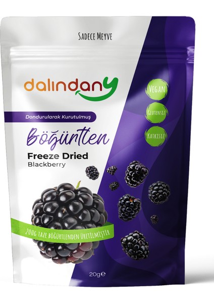 Freeze Dried Dondurularak Kurutulmuş Böğürtlen Dilimleri 20 Gram